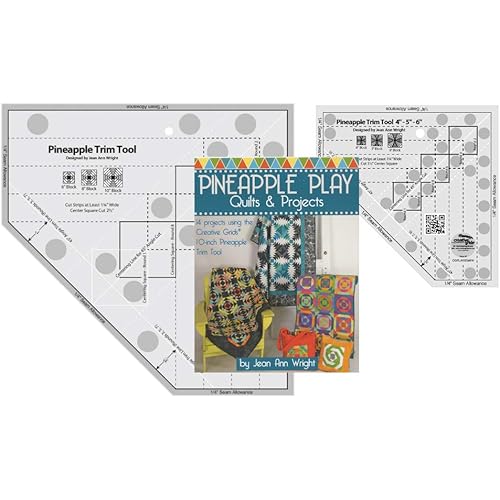 Creative Grids Bundle - Pineapple Trim Tool (CGRJAW3), Pineapple Trim Tool Mini (CGRJAW3MINI) with 64 Page Book "Pineapple Play" by Jean Ann Wright