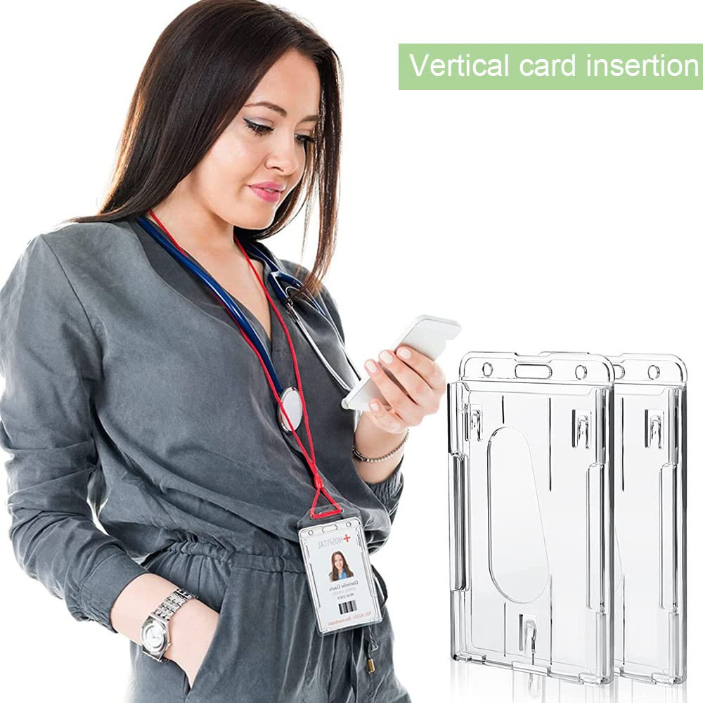 Portabadge Trasparenti 3 Pezzi - Porta Carte Di Credito E ID Con Fessura Per Pollice, Per Ufficio E Scuola - Foto 12