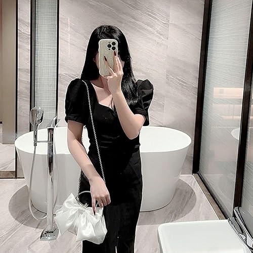 Miniatura 3 de Elegante fiesta de boda oro brillante seda mujeres bolso bolsos hombro bolsos banquete embrague bowknot bolso de noche (blanco)