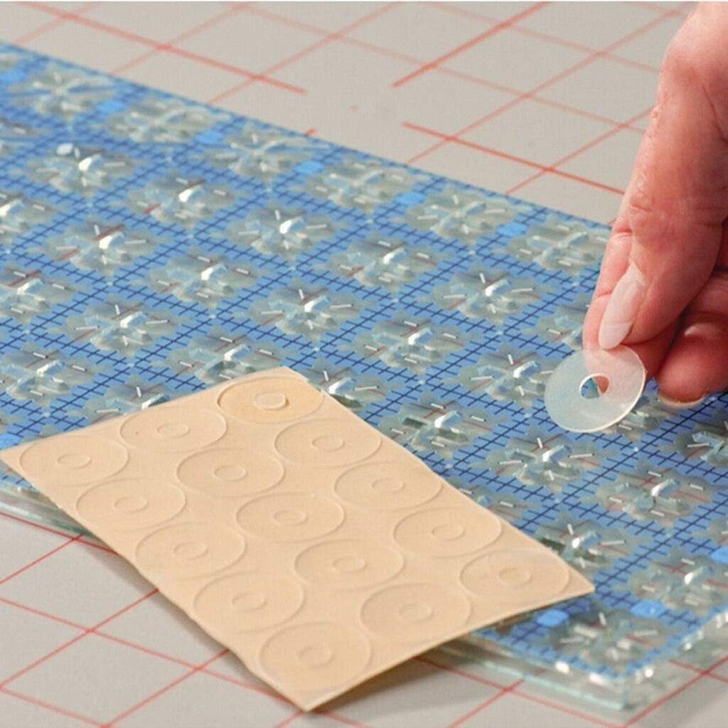 Righello sagomato per trapuntatura – 30,5 x 30,5 cm, righello scanalato per taglio preciso del tessuto, con 1 confezione di anelli adesivi antiscivolo
