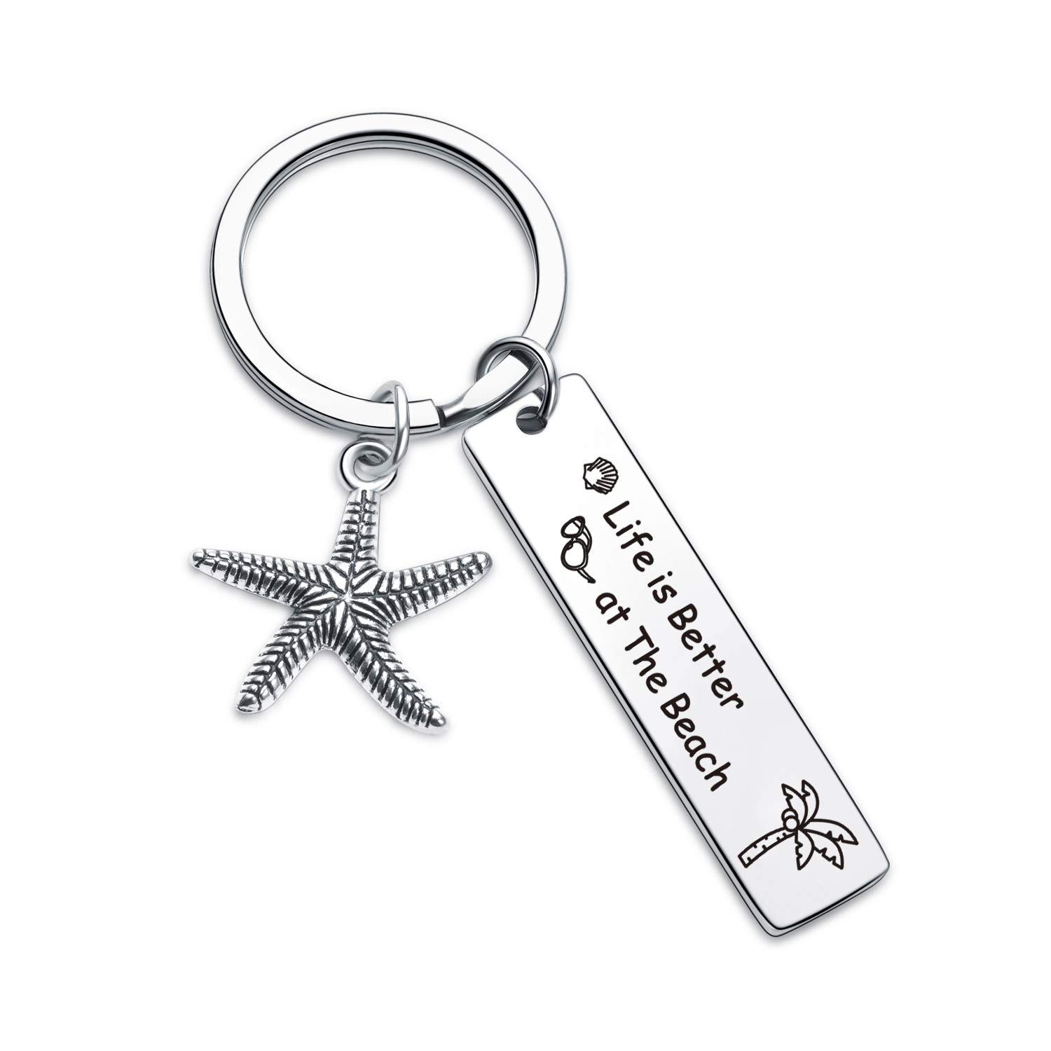 7RVZM Beach Gifts for Women Friends - Beach Lover Keychain Summer Ocean Gift Starfish Keychain - Christmas Jewelry Beachy Friendship Gifts for Summer Vacation Gift