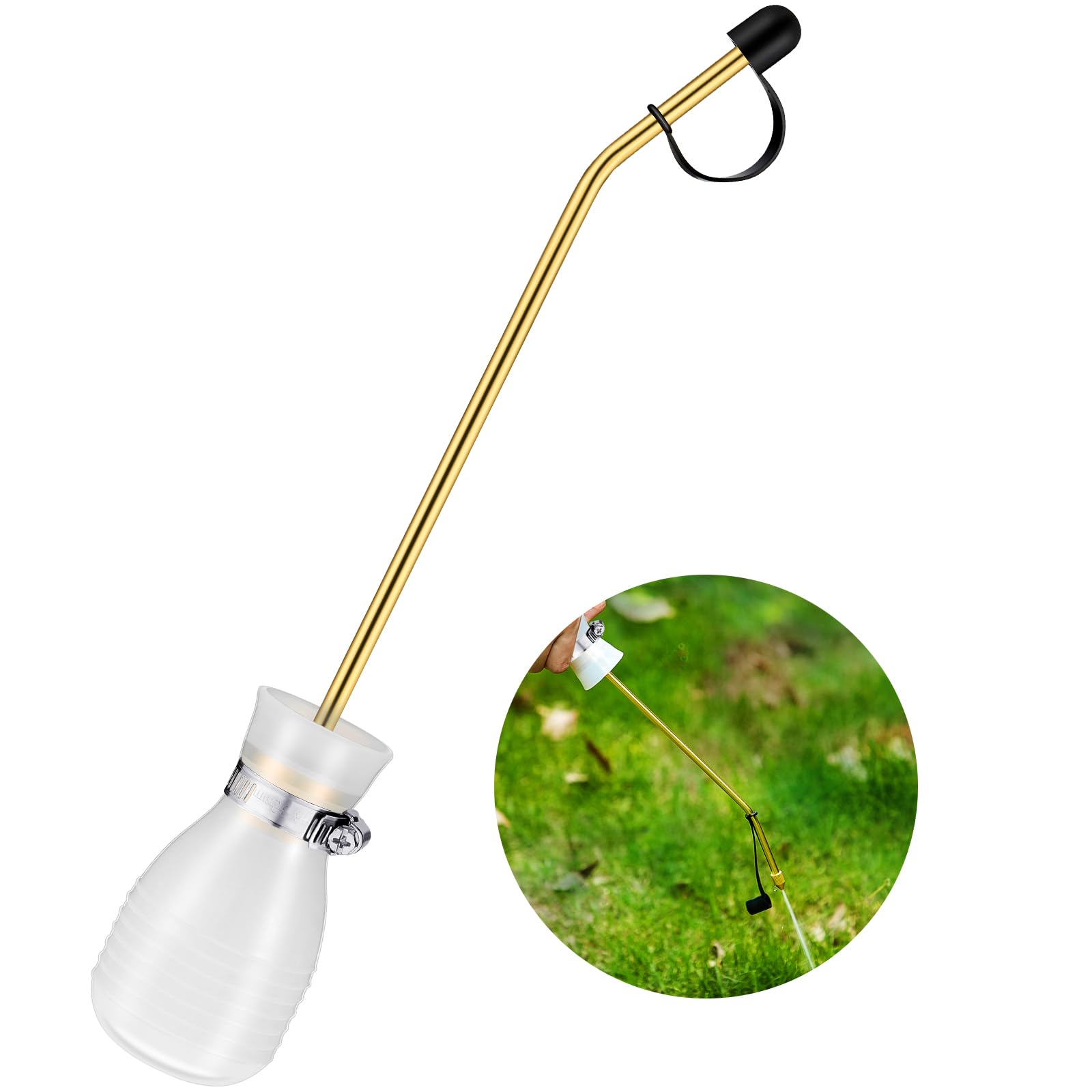 Boao Diatomaceous Earth Powder Duster Bulb Duster Sprayer 4.6 oz with Long Copper Garden Powder Applicator Dispenser for Organic Gardening Agricultural Supplies(White)