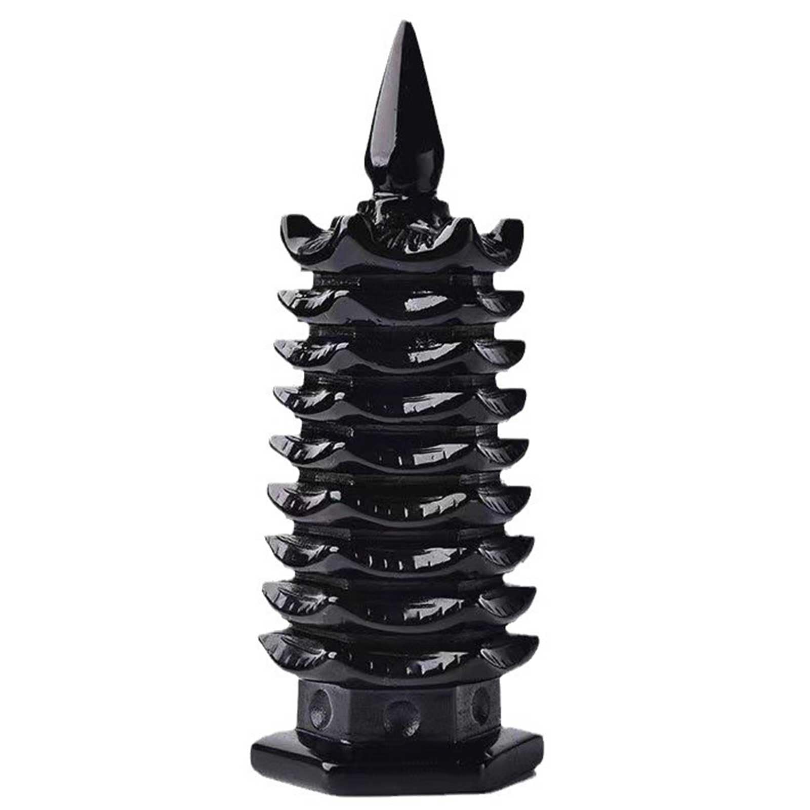 DECORN Fengshui 9 Level Pagoda Natural Obsidian Wenchang Tower Statue