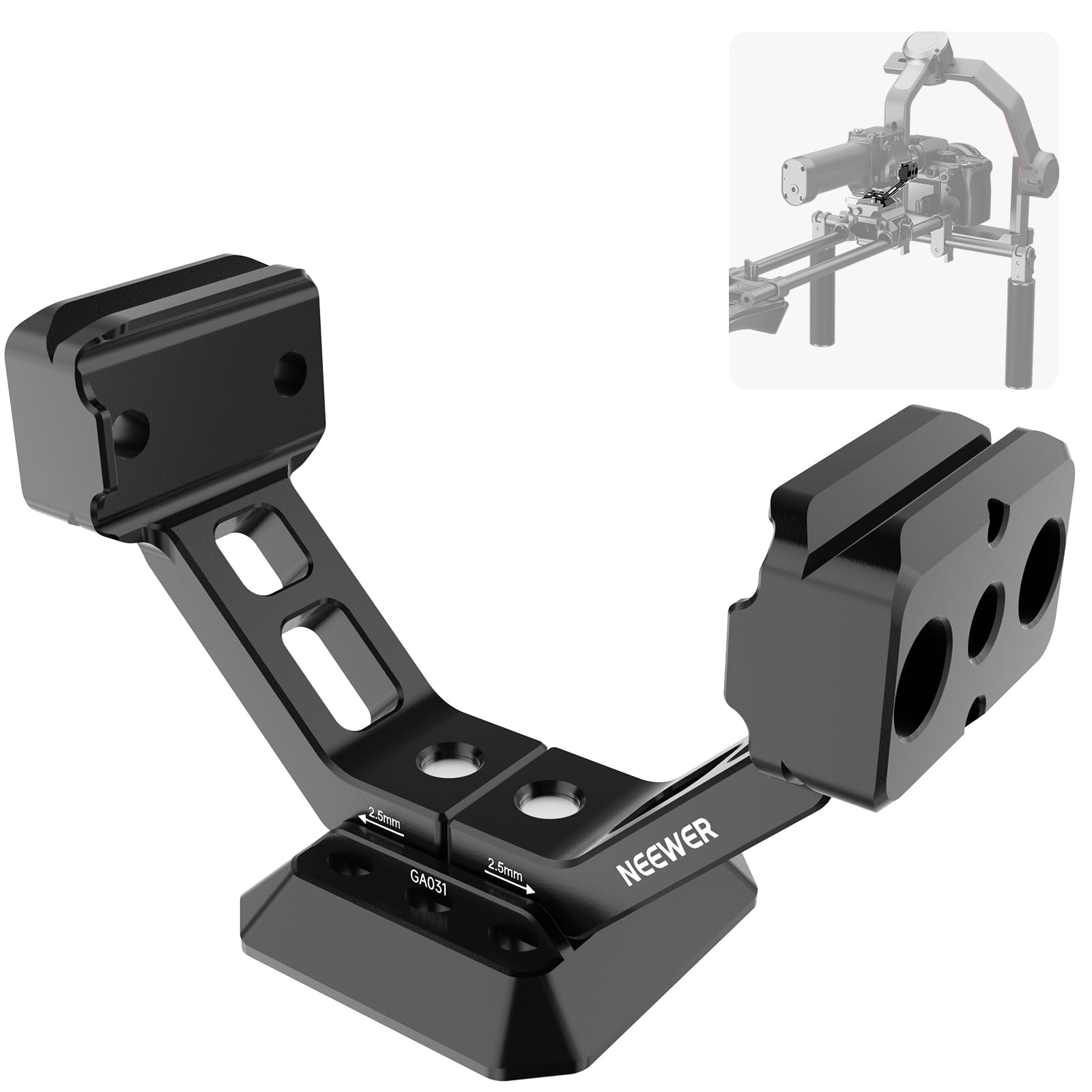 NEEWER Gimbal Mount for RS5/RS4/RS4 Pro/RS3/RS Pro, Arca Type Quick Release Shoulder Rig NATO Rail Camera Stabilizer Adapter Compatible with DJI SmallRig V Mount Battery Accessories, GA031