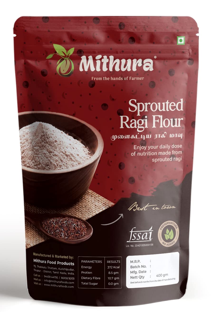 Mithura Sprouted Ragi Flour 800gm | 100% Natural Sprouted Ragi Powder for Kids & Adults | Kezhvaragu | Finger Millet Flour | No Preservative| No Added salt (B0B15LKHZL) Amazon Price History, Amazon Price Tracker