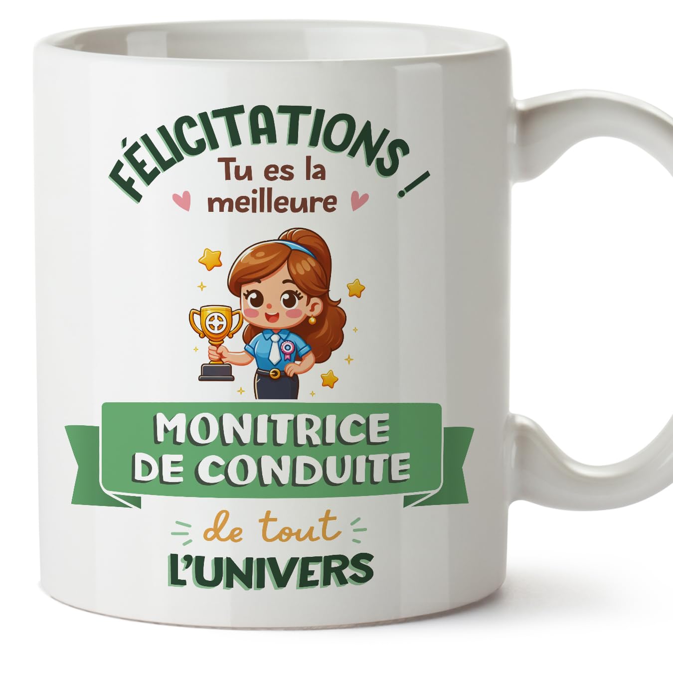 MUGFFINS Driving School Teacher Woman Mug - in French - Meilleur Univers Trophée - Funny Gift for Colleagues - Ceramic 11oz Mug — image 1