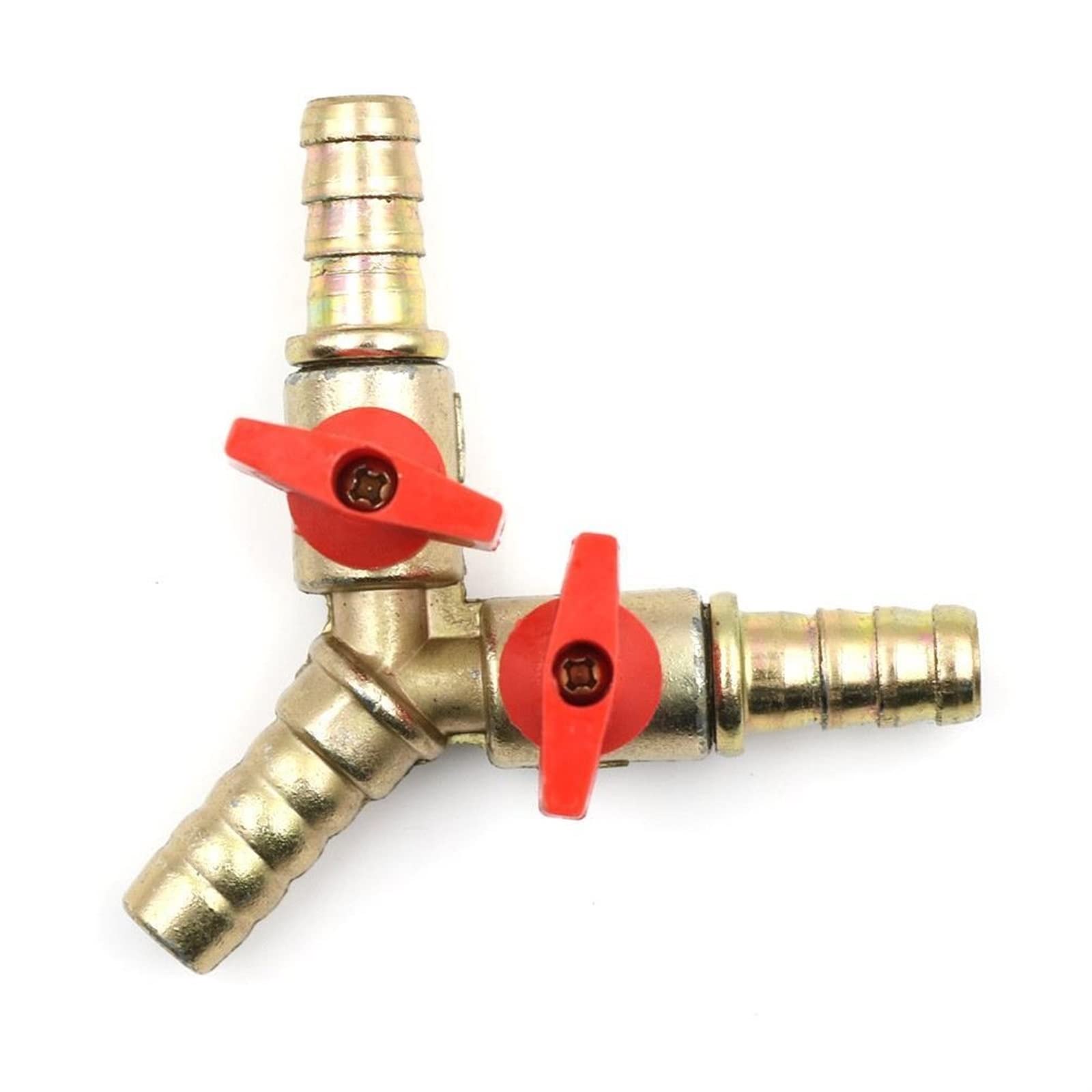 Raccord serrage tuyau barbe 10mm avec vanne en Y en laiton 3/8 pour eau gaz et huile