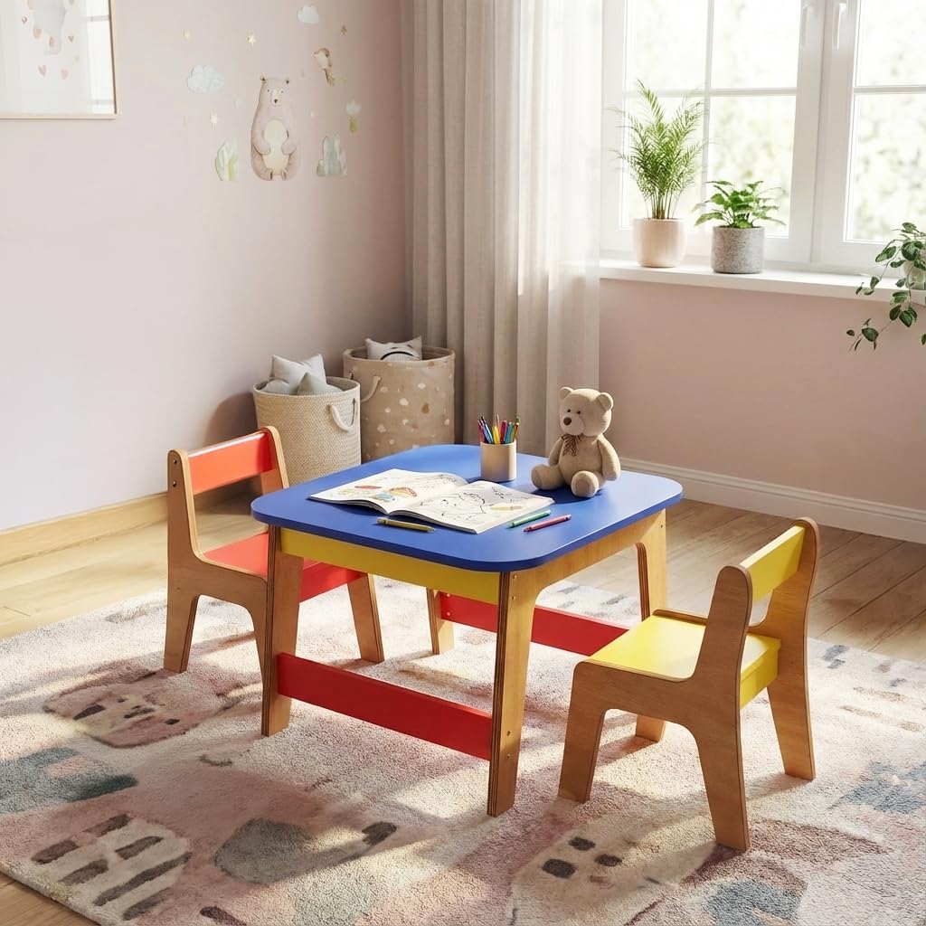 ATELIER HOME DECOR Eco Shield Kids Table & Chair Safe, Durable & Toxin-Free (Set of 1 Table & 2 Chairs)-image-9