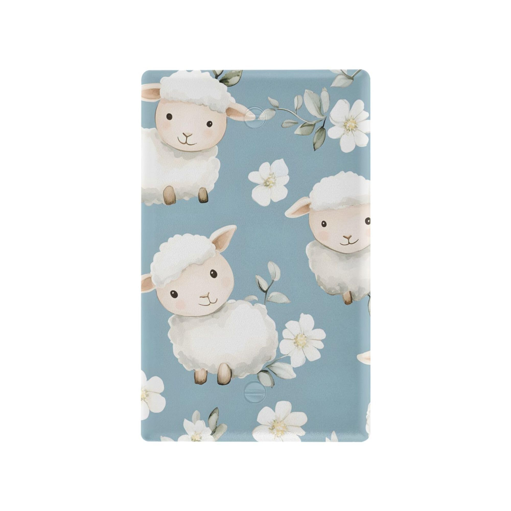 xigua Unused Outlet Wallplate Cute Baby Sheep Switch Wall Plate Cover,Decorative Outlet Cover Switch Cover for Home Office Bedroom 4.53