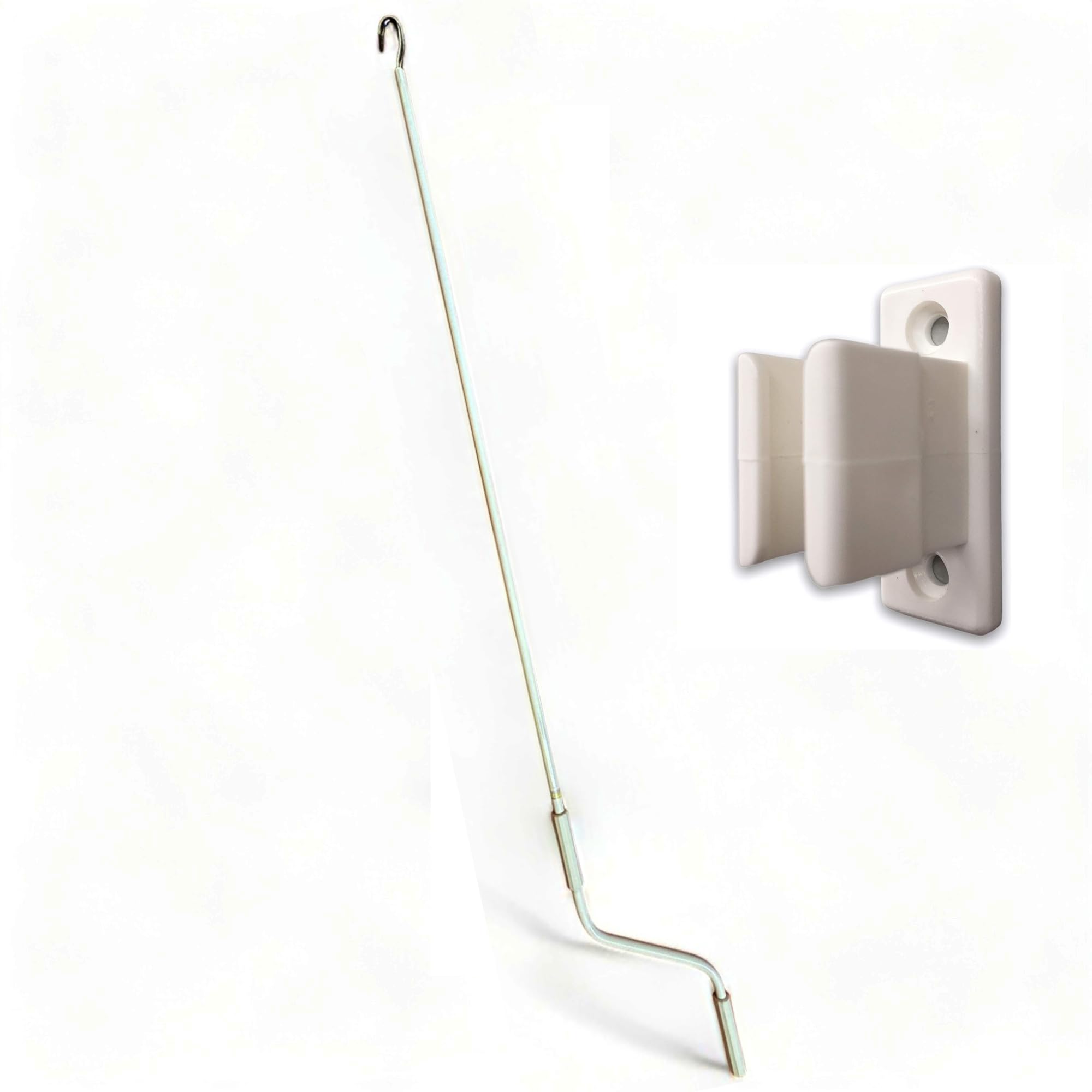 Teletoldo – Manivela Profesional para Toldo 150 cm ● Tubo de Acero + Maneta de Poliamida + Gancho de Zamak ● De Regalo Soporte de Pared con Tornillos – Blanco