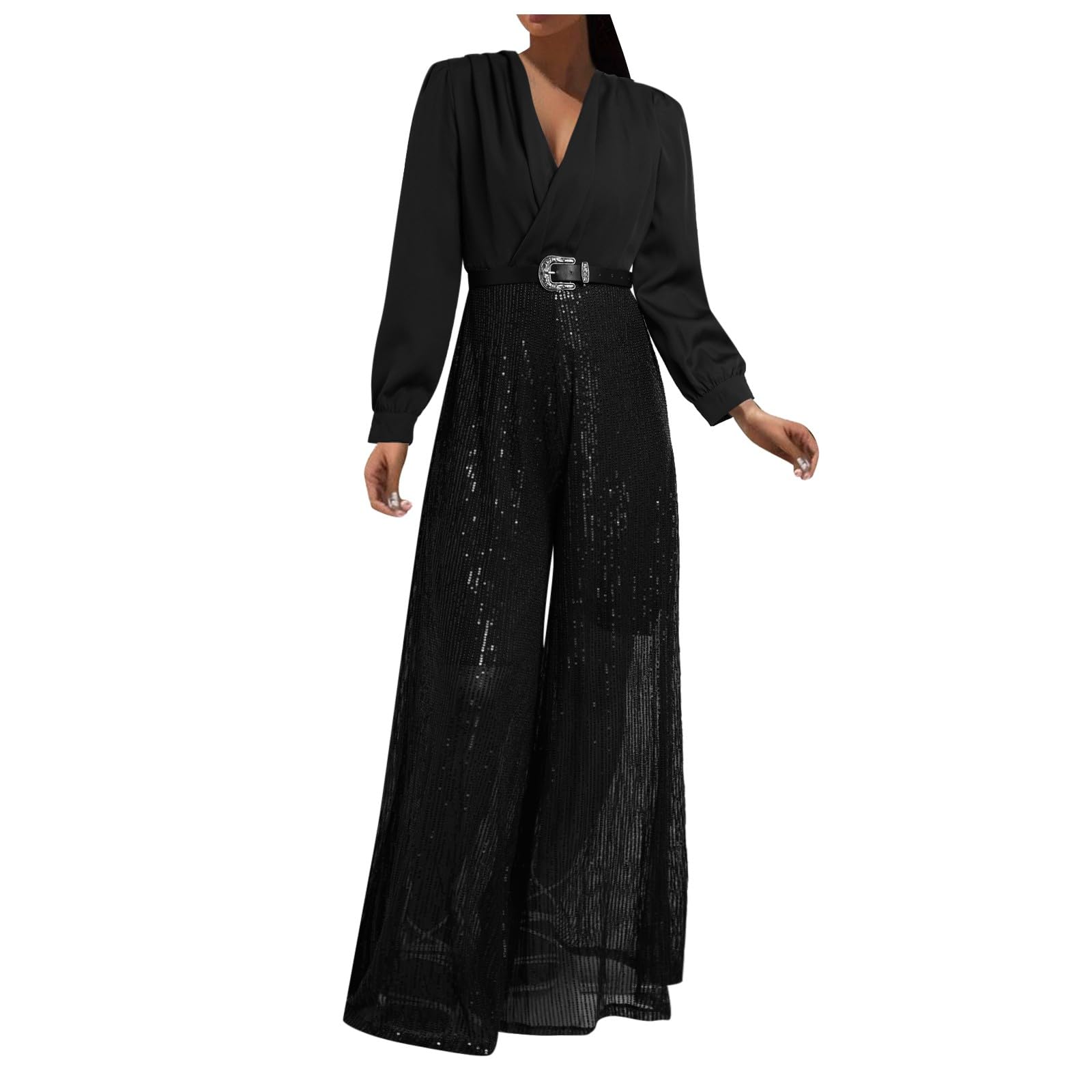 Jumpsuit Damen Sommer Lang, Overall Damen Elegant Festlich, Einteiler Playsuit Sexy Festival Outfit Einfarbig Hose Weites Bein Hosenanzug Business Romper Mit Ärmeln Basic Sommerjumpsuits Damen Strand