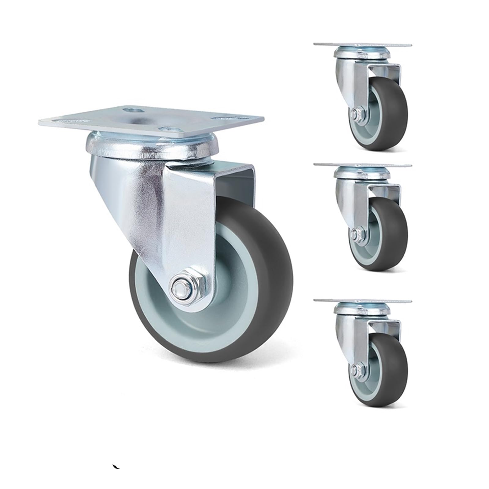 NAIERDI 4/8/12/16PCS TPR Soft Rubber Furniture Wheels 2 inch Casters Heavy Duty Swivel Wheels for Platform Trolley Furniture (Color : 4PCS)