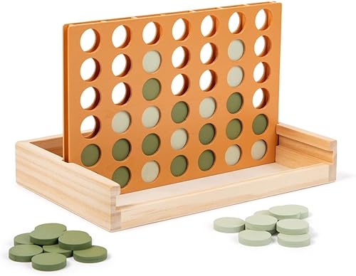 Juego de madera 4 en una fila, juegos de mesa estéticos, decoración de mesa auxiliar de madera para conectar cuatro neutrales, juegos de viaje