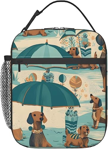 Bolsa de almuerzo para perros Dachshund, reutilizable, portátil, para hombres y mujeres, bolsa de almuerzo aislada para picnic y oficina