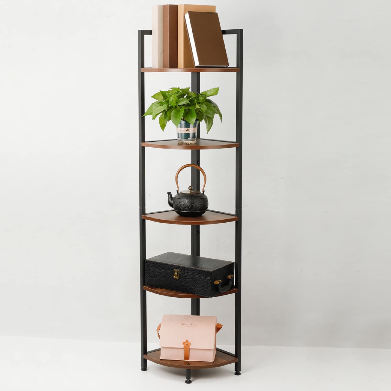 Homfa Corner Shelf, 6Tier Iron Corner Bookshelf, Tall Skinny Corner