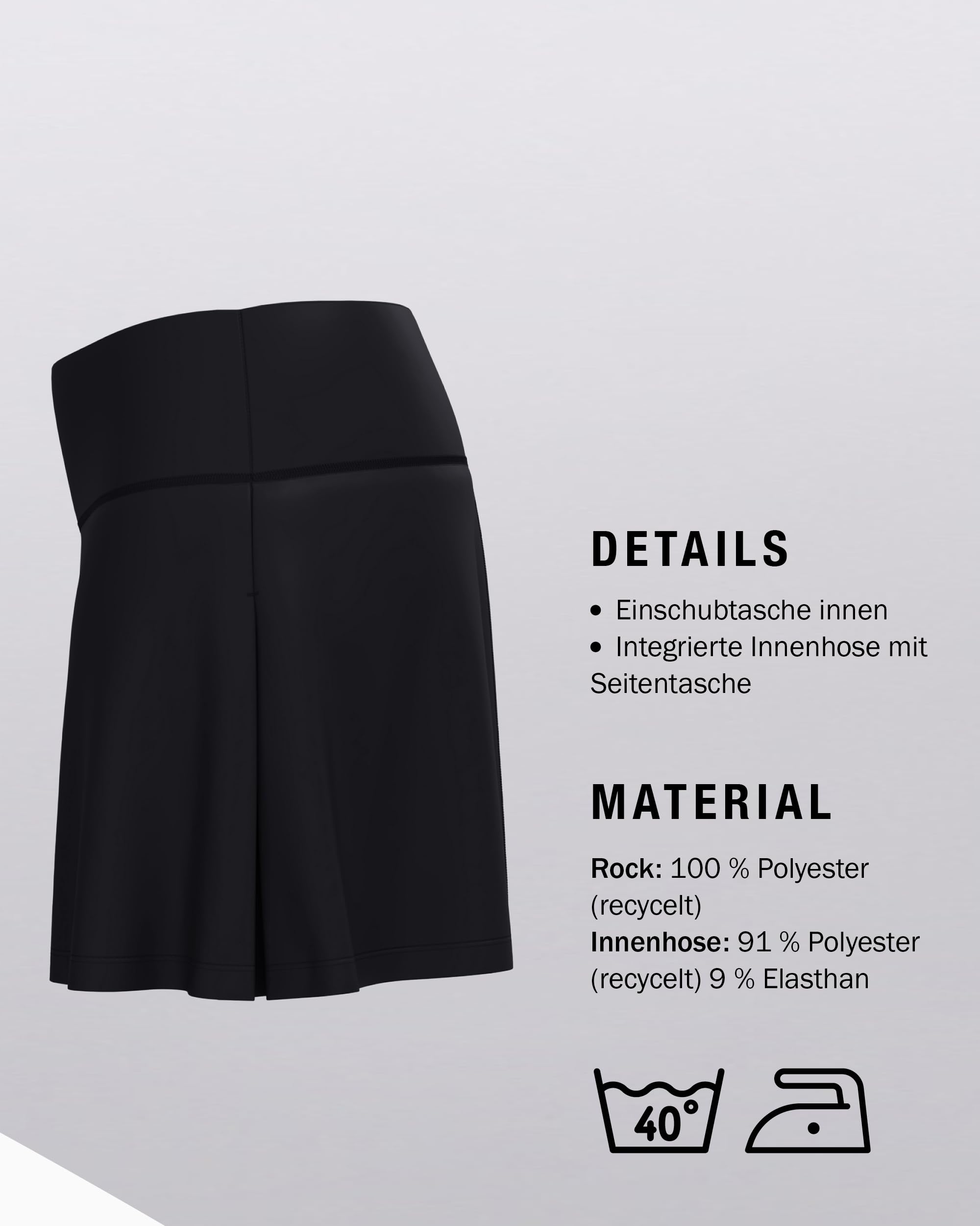 JAKO Rock Basic 2.0 Damen Sportrock – Funktionsrock mit integrierter Innenhose und Seitentasche für sicheren Halt, Activewear für Running & Tennis