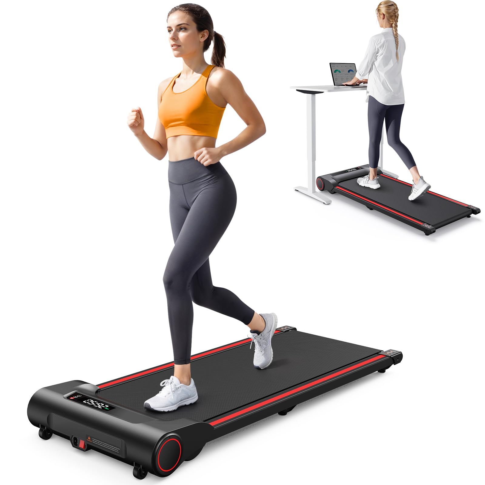 Walking Pad, GORPORE Under Desk Treadmill 2 in 1 for Home/Office Exercise, Portable Treadmill, Electric Jogging Machine with Remote Control, LED Display Black