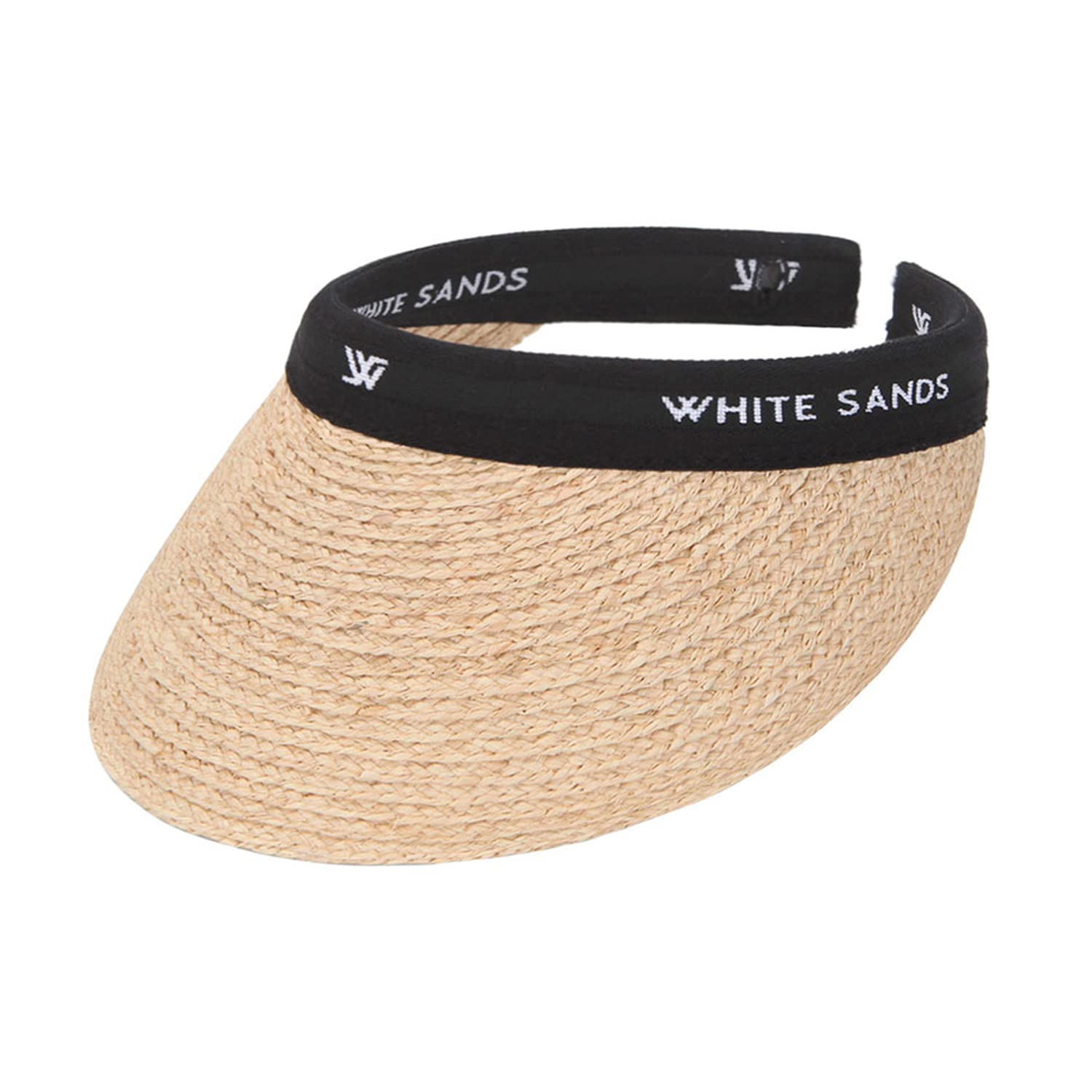 WHITE SANDS MOJA Raffia Straw Sun Visor Patented Removable Headband | NEW LAZARE
