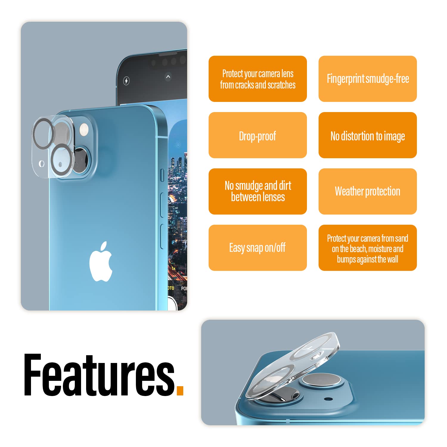 PanzerGlass™ Picture Perfect Camera Protection per iPhone 14 e 14 Plus - protezione dell'obiettivo dell'iPhone in vetro temperato ultra chiaro per una qualità ottimale delle immagini