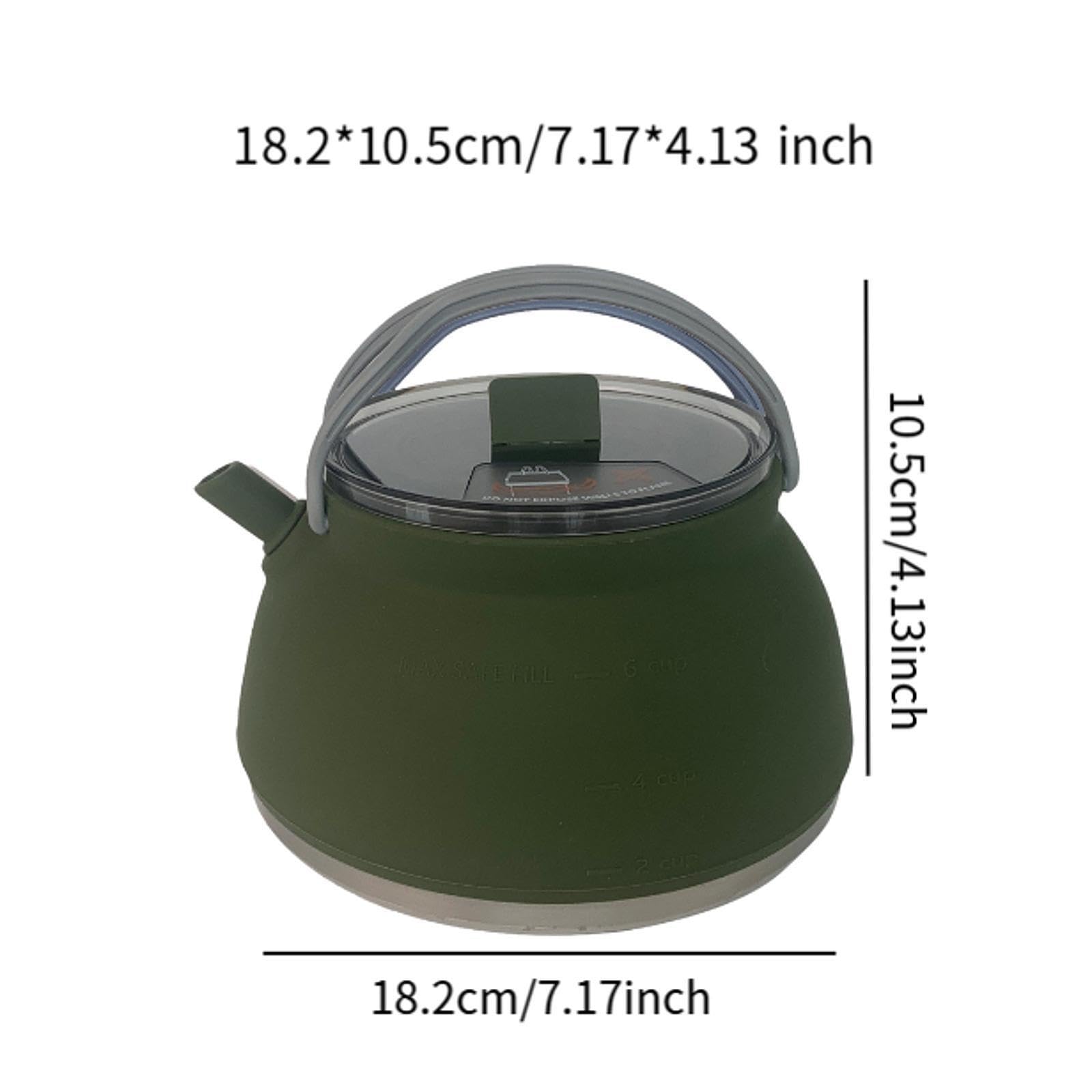 Bollitore per tè e caffè da campeggio all'aperto, leggero, riutilizzabile, pieghevole, pratico, per cucinare, acqua bollente sul fuoco, bollitore da, Verde scuro, 18.2x10.5 cm