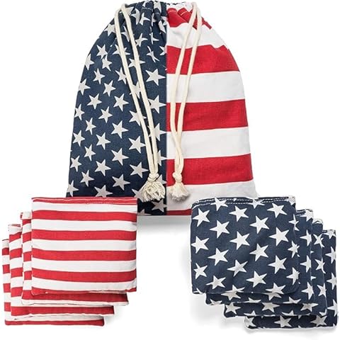TOYSHARING Cornhole Bags Regulation Game: American Flag Professional Corn Hole Bean Set - Stars and Stripes beanbags toss Outdoor Cover