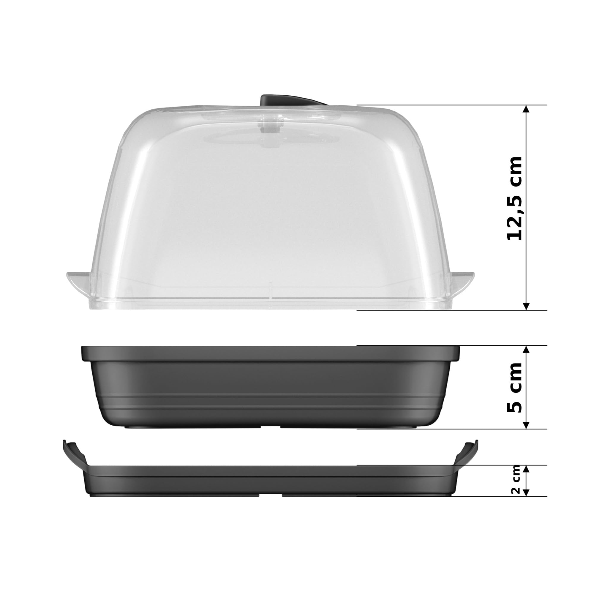 Lot de 3 mini serres de culture - Anthracite - 25,7 x 18,5 cm - Jardinières avec couvercle - Jardinière surélevée - Pour la croissance des légumes, des semis et des semis