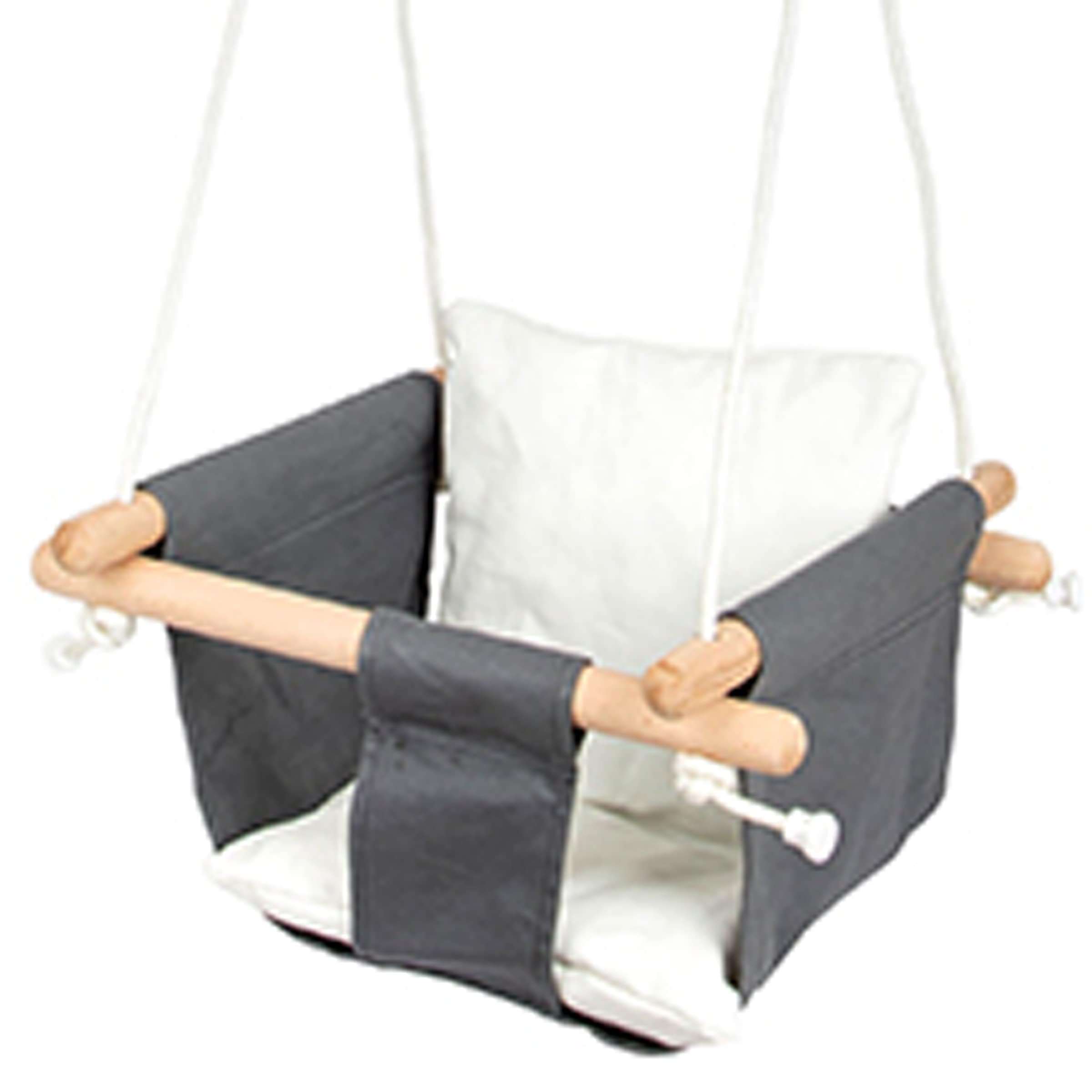 small foot Babyschaukel Komfort aus Holz und Stoff, mit längenverstellbaren Seilen, für Drinnen, ab 12 Monaten, 11584
