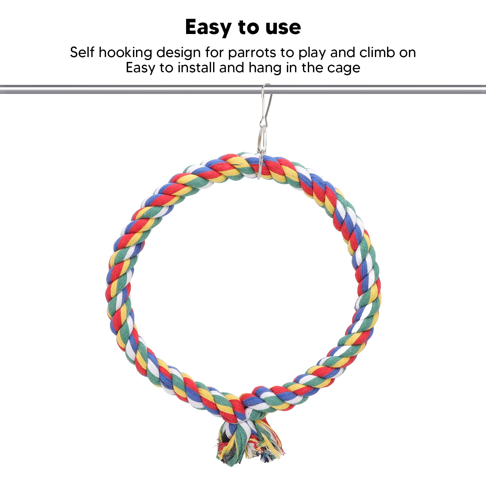 Balançoire pour Perroquet avec Anneau et Corde en Coton – Cercle d'escalade pour Oiseaux – Petites et Grandes Tailles Disponibles – Idéal pour Jouer en Intérieur et en Extérieur