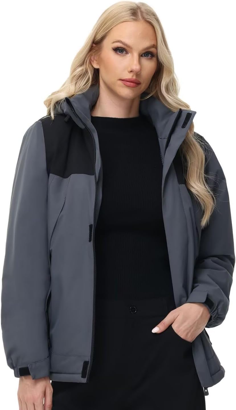 Pdbokew Women's Skiing Jackets Fleece Lining Insulated Jacket Purple XX-Large
