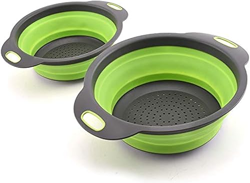 2 unidsset de silicona colador de frutas y verduras cesta de lavado colador de drenaje cuenca con mango herramienta de cocina - uso ahorrar espacio disponible en Yaxa Guatemala
