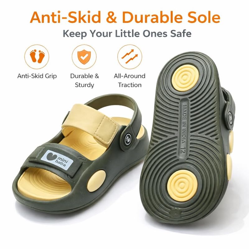Image of Kids Boys Adjustable Strap Sandals Slippers - Soft EVA Lightweight Non-Slip Casual Outdoor & Indoor Slides for Toddlers & Children