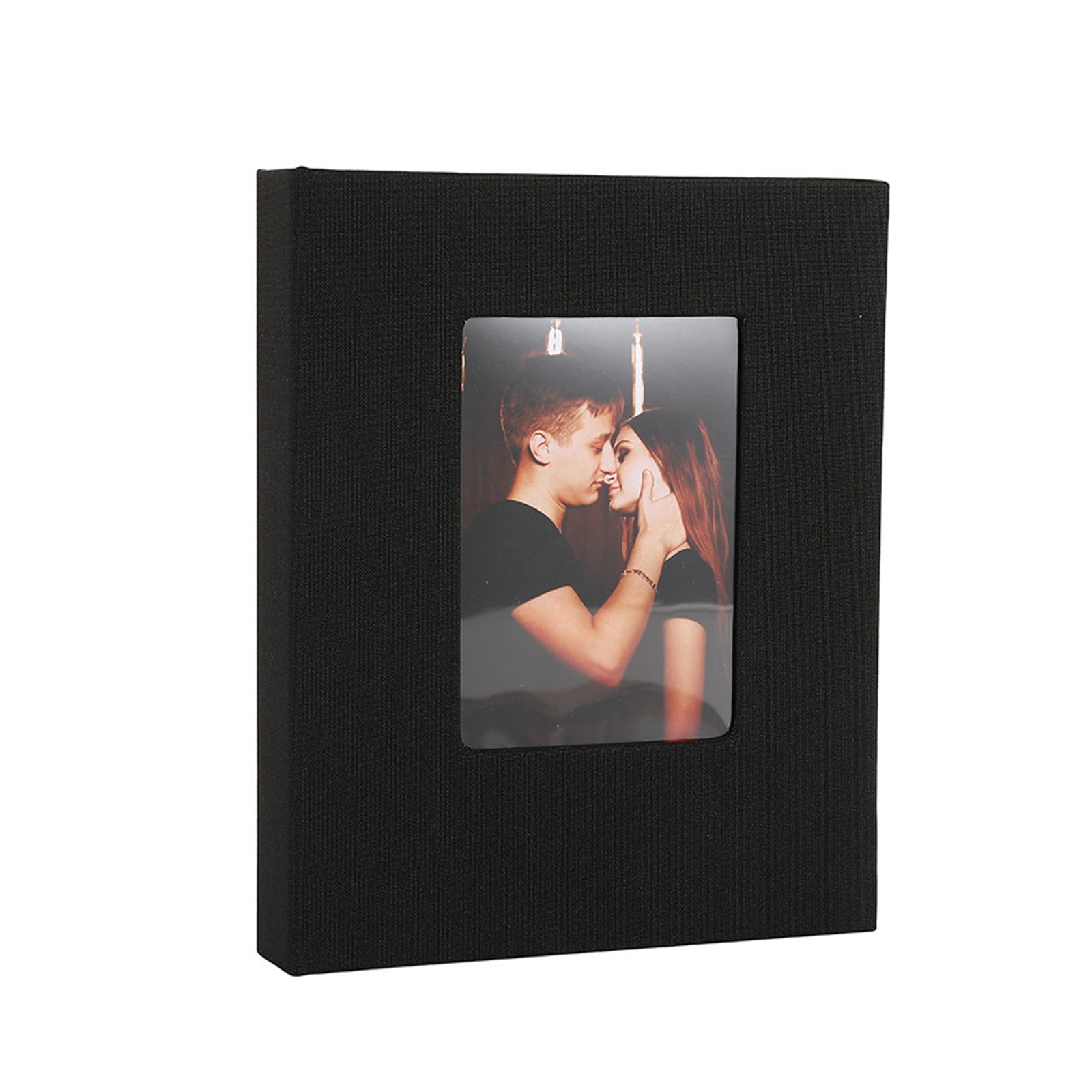 hogtnd Spacious 4x6 Photo Album with Linen Fabric Cover and Front Window for Photo Preservation, Family Wedding Anniversary Gift, Family Memory Album