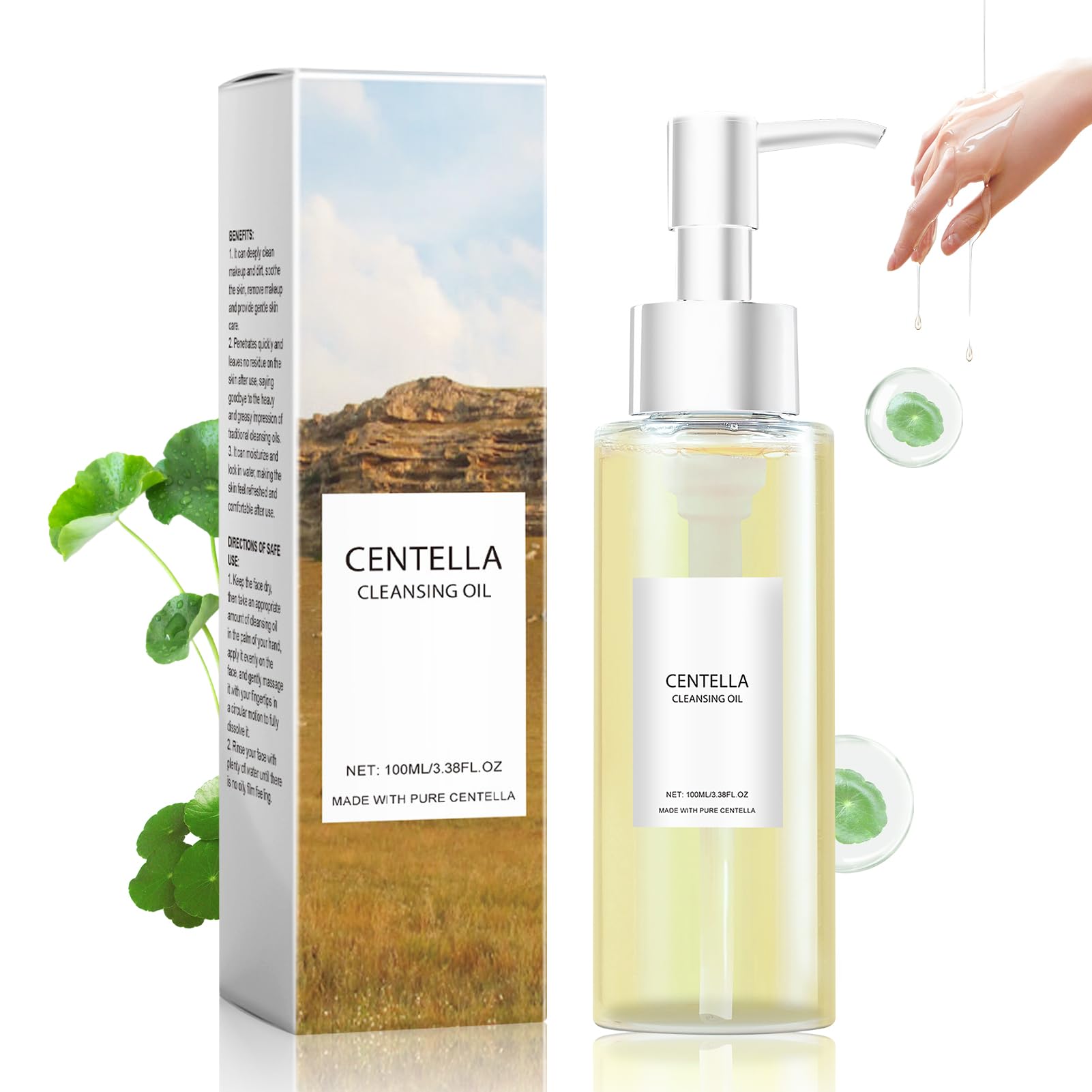 Allony Aceite Limpiador Facial Coreano, Doble Limpieza Facial Cleansing Oil, Aceite Desmaquillante Facial Con Centella Asiática, Limpieza Profunda, Calma la Piel, Hidratante y Nutritivo(100ml)