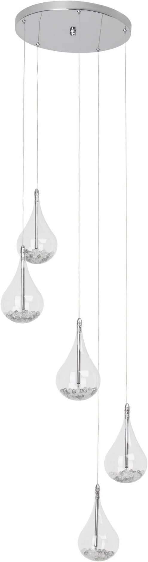 Elegant Teardrop/5x 20 W G4 255 Lumen, 2800 K Warm White Light Metal/Glass Chrome/Transparent [Energy Class C]