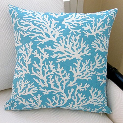 Artisan Pillows Outdoor 18inch Coral in Pastel Blue Modern