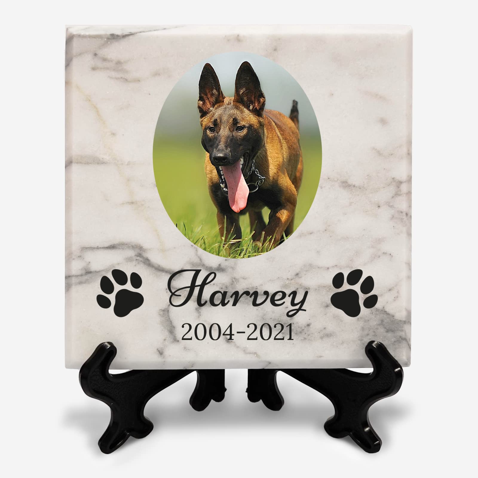 You Personalise Personalised Memorial Marble Photo Plaque for Pet Cat Rabbit Dog 100mm with Display Stand