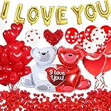 peluches globos de helio Colección romántica de globos de oso de peluche rojo y blanco. Perfecto para decoración de San Valentín o aniversario? Este globo gigante para el día de San Valentín es lo que necesitas para esa fiesta especial. Este bonito juego de decoración de globos es perfecto para despedidas de soltero, aniversarios, bodas, compromisos, cumpleaños, fiestas temáticas, baby shower o cualquier ocasión especial.