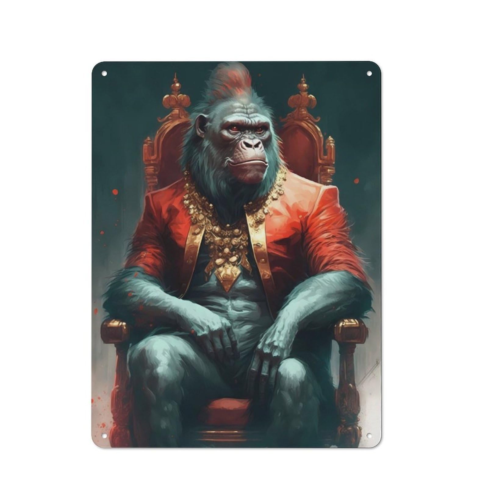 Metal Wall Sign 40x30cm Featuring Gorilla Mysticism for Living Room Wall, for Metal Sign Collectors, for Garage And Workshop Walls