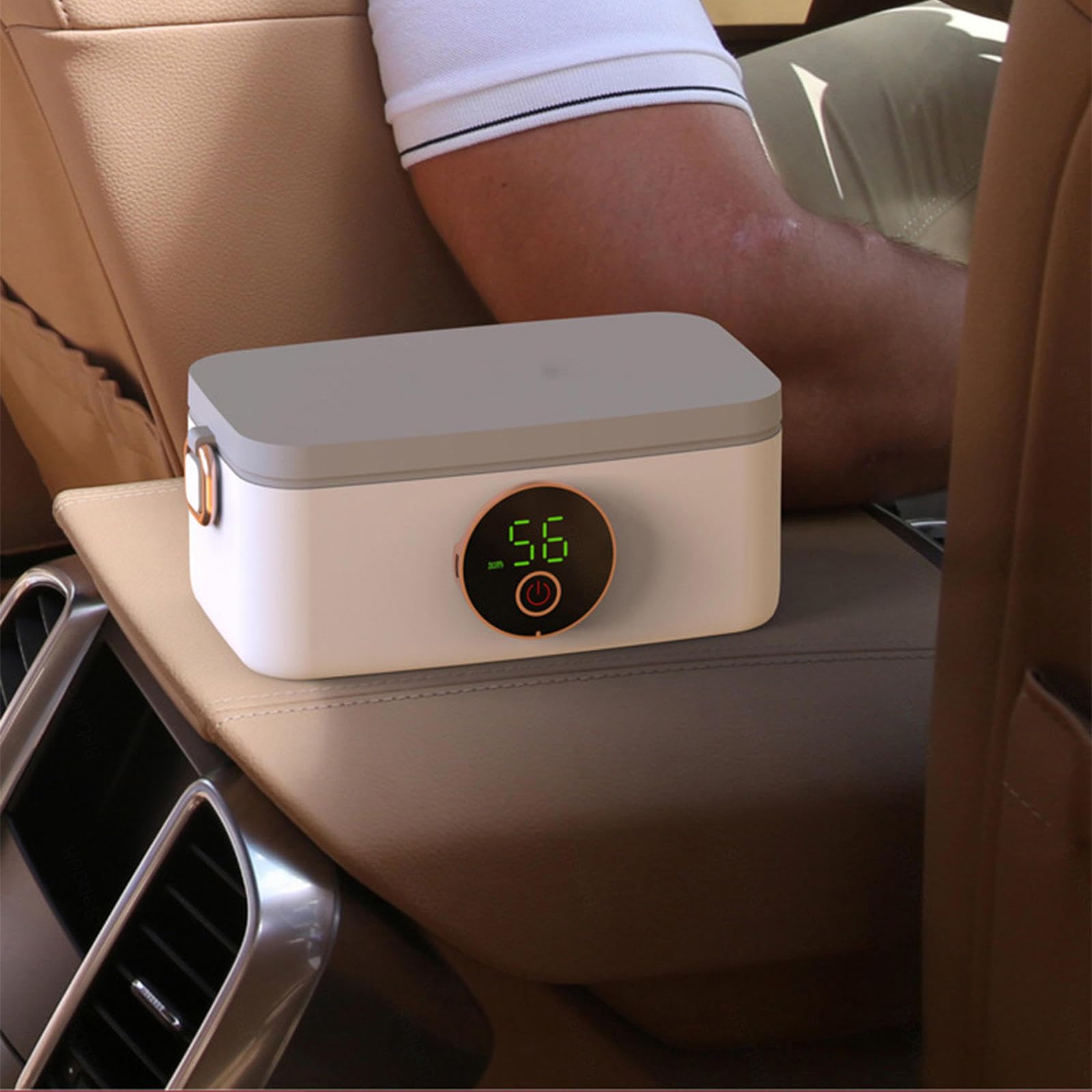 Fiambrera Electrica Coche Recargable E Inalámbrico, Fiambreras Comida Trabajo Portátil Y Con Batería De 16000 mAh, Fiambrera Termica
