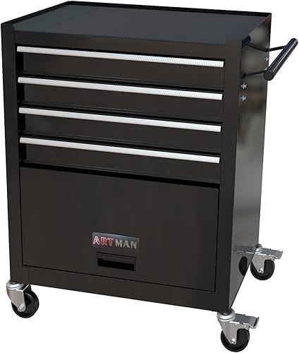 Miniatura 1 de Hotwink - Carrito de herramientas rodante con 4 cajones, organizador de almacenamiento con sistema de bloqueo y ruedas, caja de herramientas para