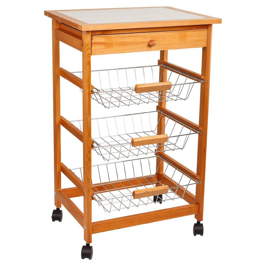 WANDERLUST DECO Carro de Cocina de Madera Color Miel 47x37x76h cm
