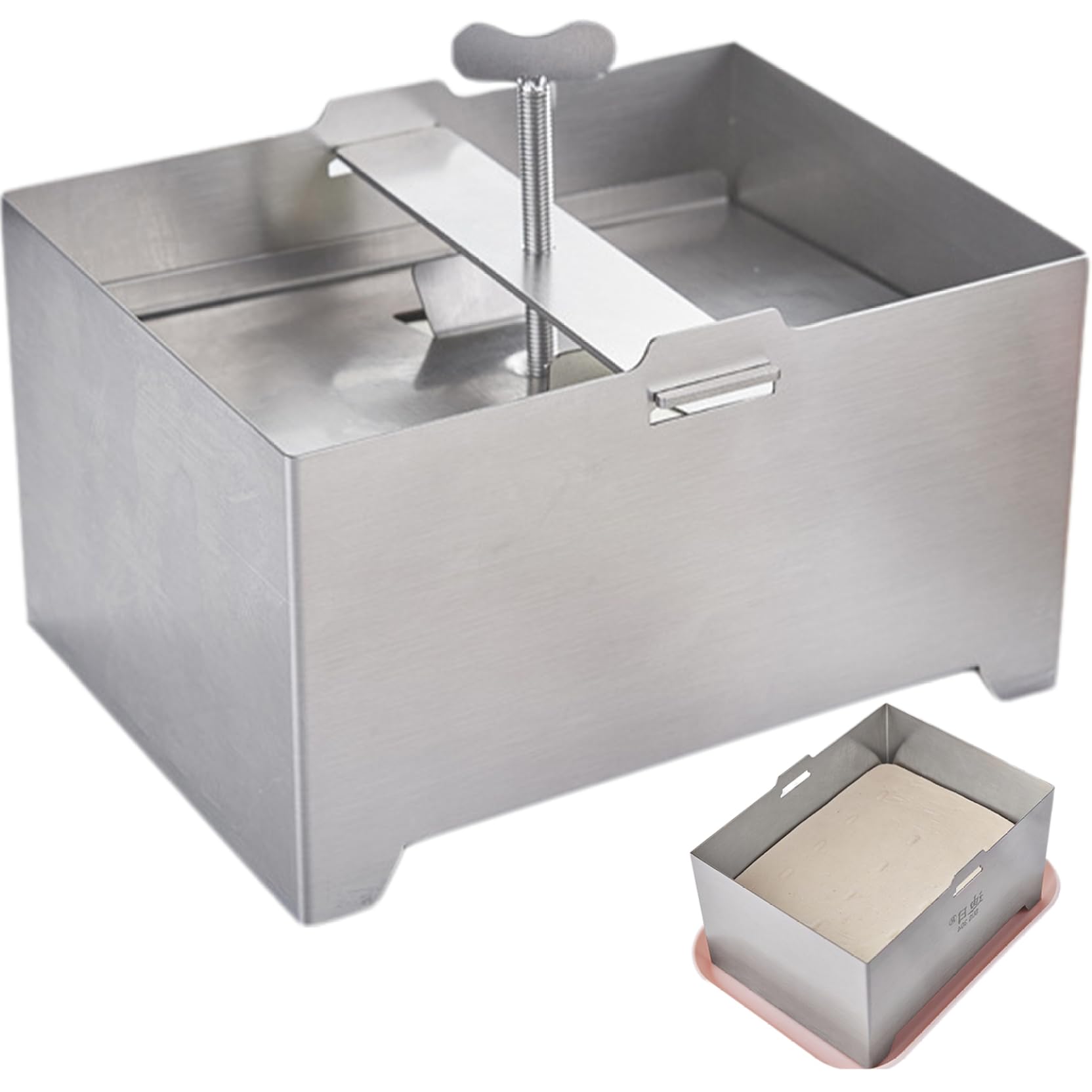 Cheese Press,Tofu Press, Stainless Steel Tofu Presses, Adjustable Paneer Maker with Drain Hole and Drip Tray, Cheese Press for Making 1kg Tofu
