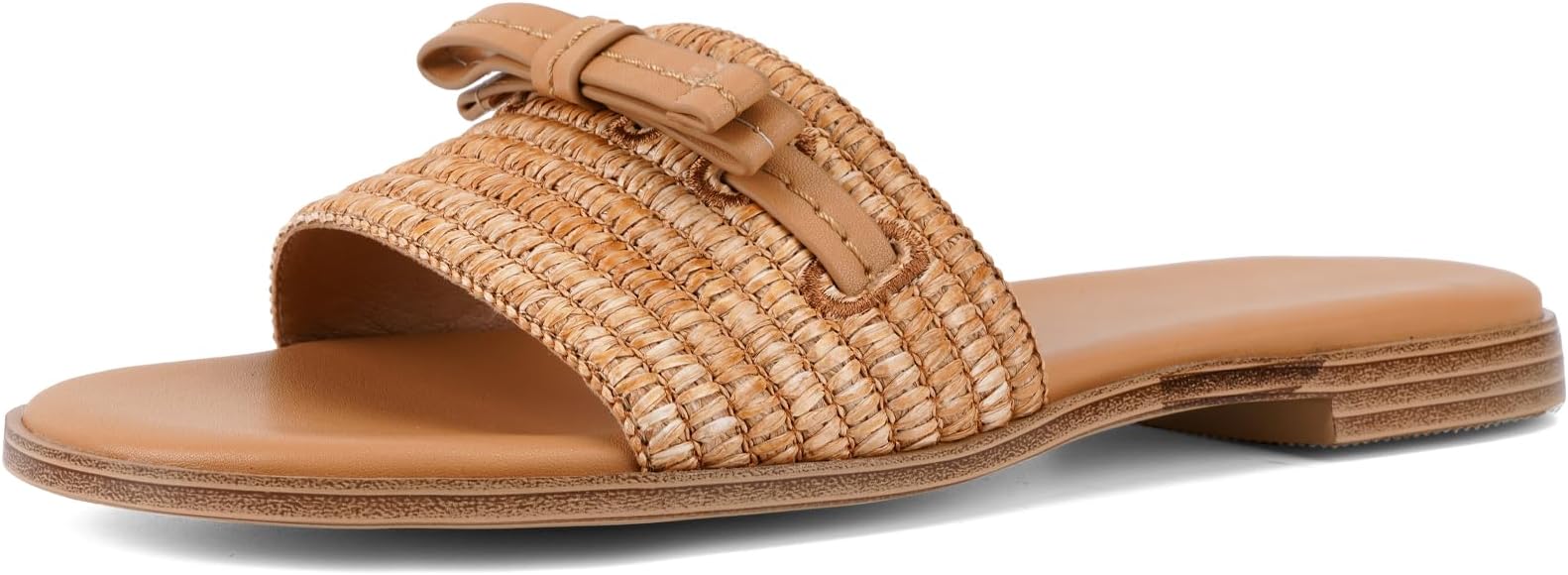 Women's Beach Sandals Raffia Flat Shoes Round Toe Open Toe Slip-On Woven Style Suitable for Daily Casual Wear, Vacation, Travel, Work