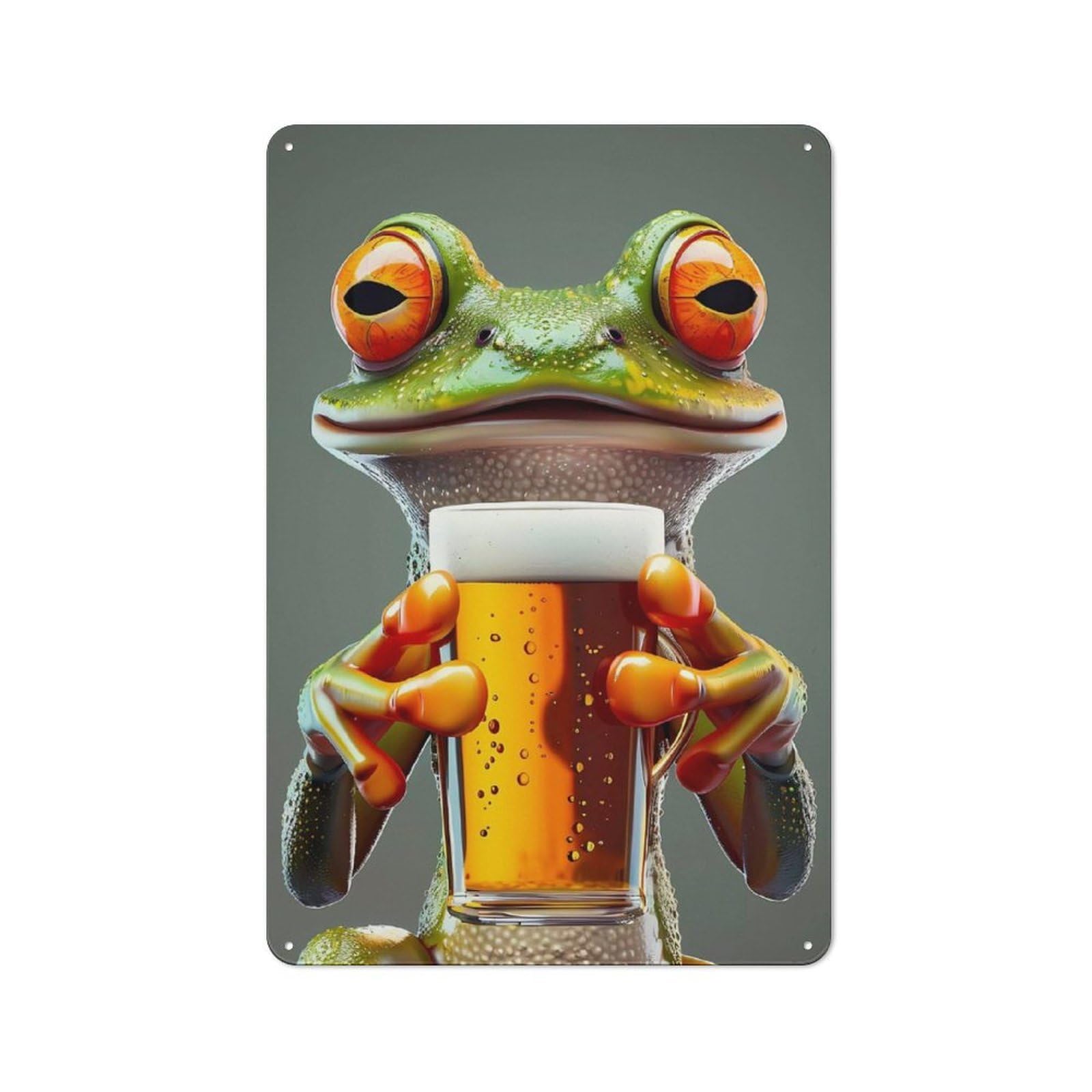 Junmoney Frog Beer Vintage Metal Wall Sign 30X20cm For Café Or Restaurant, For Metal Sign Collectors, For Garage And Workshop Walls
