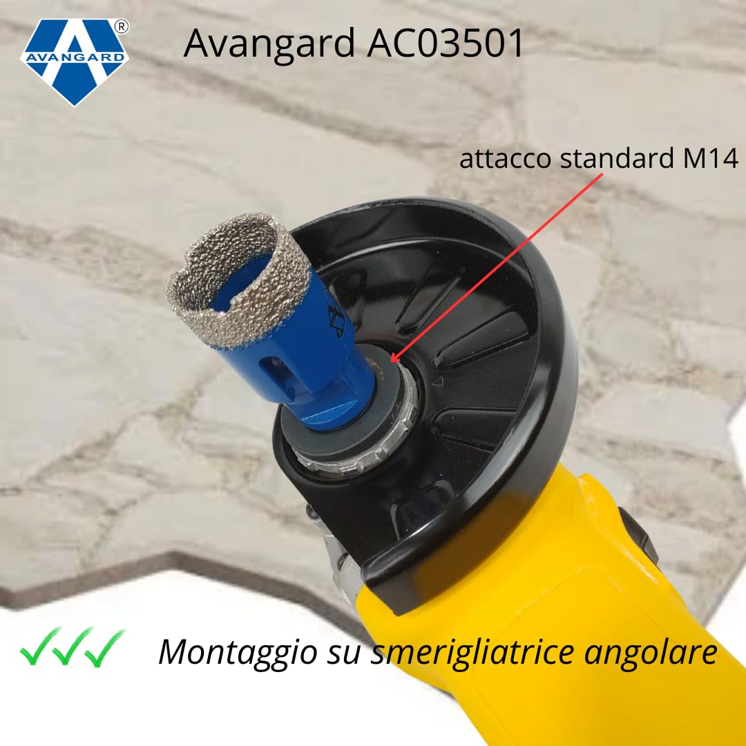 Tazza diamantata AVANGARD per foratura gres, marmo e granito con attacco M14 per smerigliatrice angolare (6 mm;)