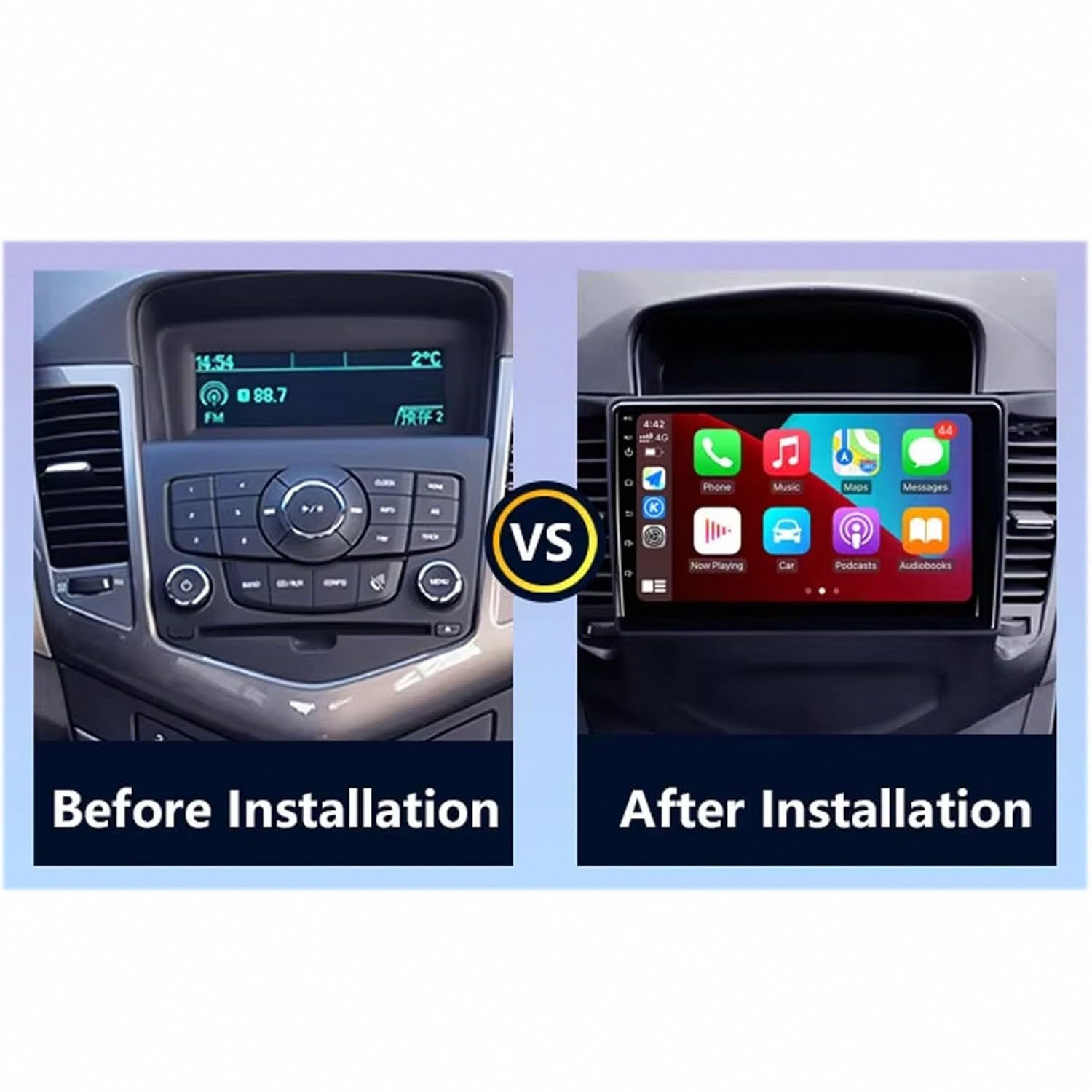 Car Stereo Carplay Radio de Coche para Chevrolet Cruze 2008-2014 Soporta Bluetooth, Control Volante, USB, WiFi, 4G, Mirror-Link, GPS Navegador/Radio FM, 8 Nuclear 6G+128G