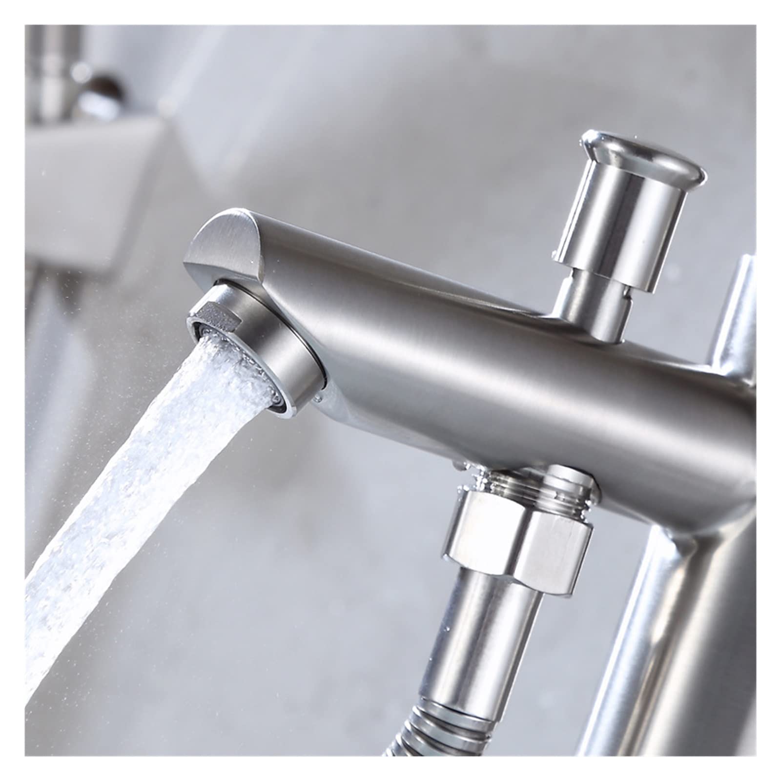 Edelstahl-Waschtischarmatur mit Einhebelmischer, Duschkopf und Warm- und Kaltwasserventil für Badewanne und Waschbecken – stilvolles Design