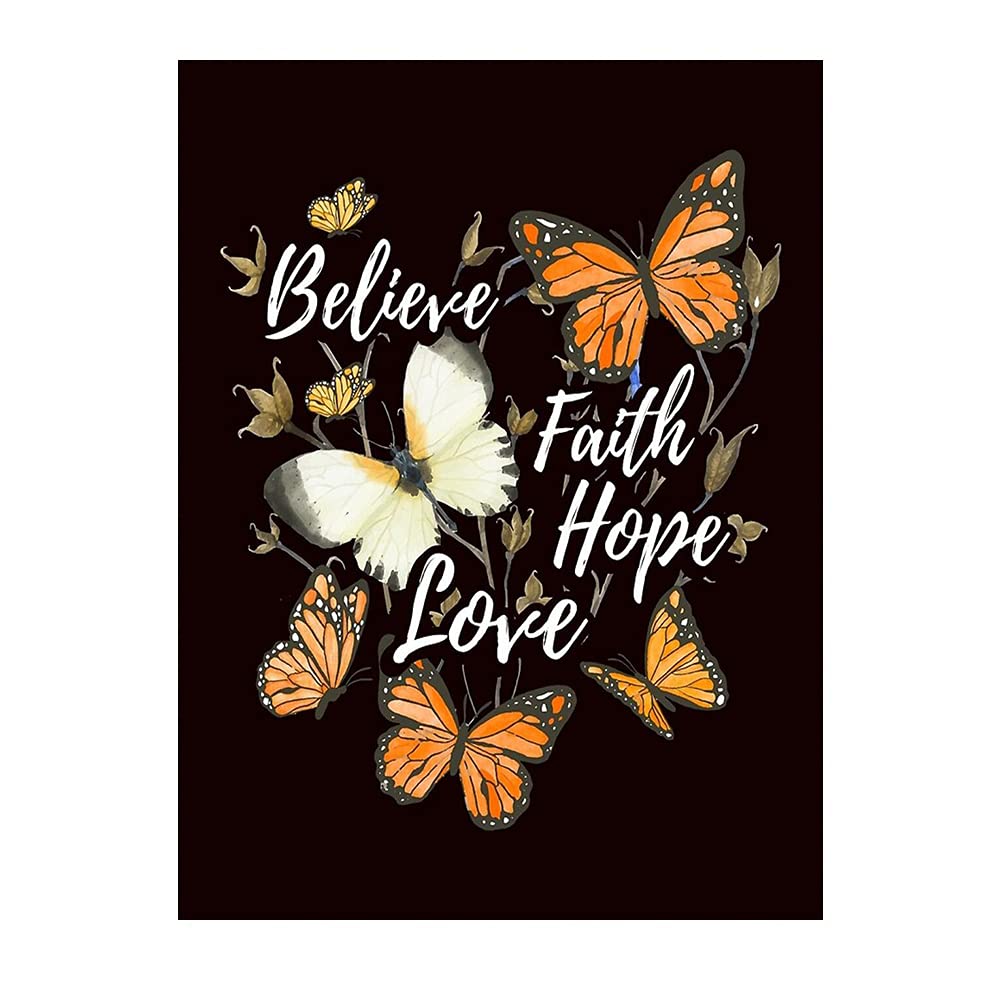 YIZRIO 5D Diamond Painting Kits for Adults, Butterfly Text Round Full Drill Diamond Art Kits, Cross Stitch Diamond Dots Art Craft for Home Wall Decor