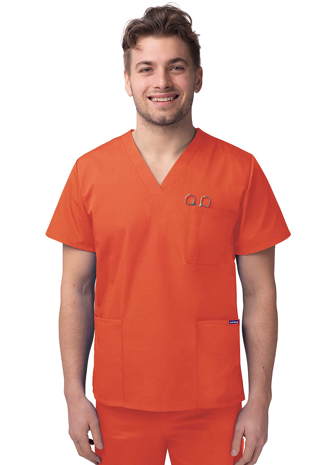 Sivvan Unisex Scrubs - V-Neck Scrub Top - S8304 - Mandarin Orange - M