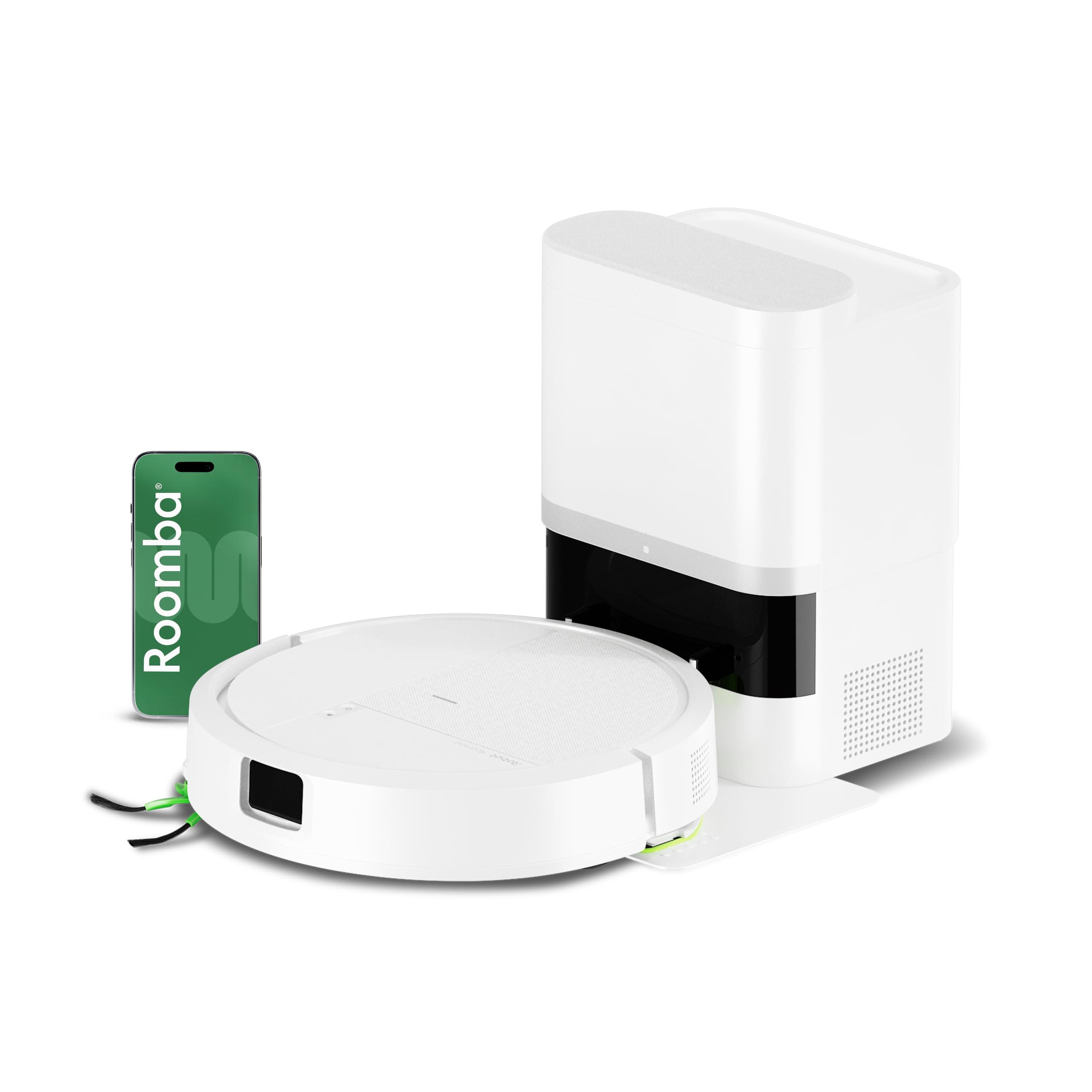 iRobot Roomba 115 Combo con Base AutoEmpty, Robot 2en1, Potencia de succión 15000 Pascales, Cepillo Lateral Flexible, Mopa de fregado extendida, 90 días autonomía, Navegación Clearview LiDAR, Blanco